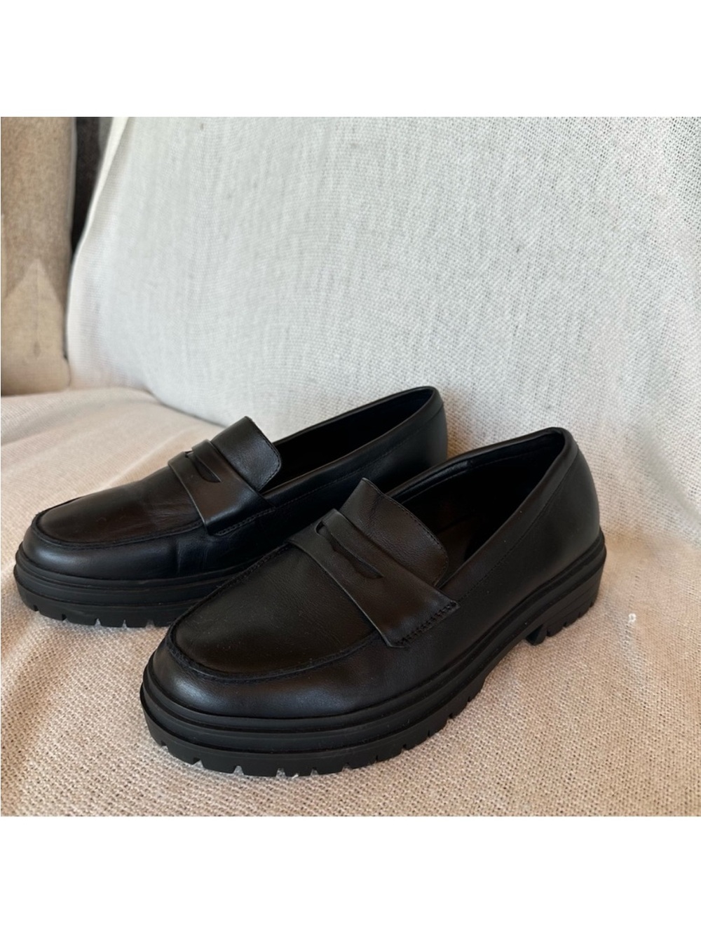 Quince Black Leather Women's Loafers